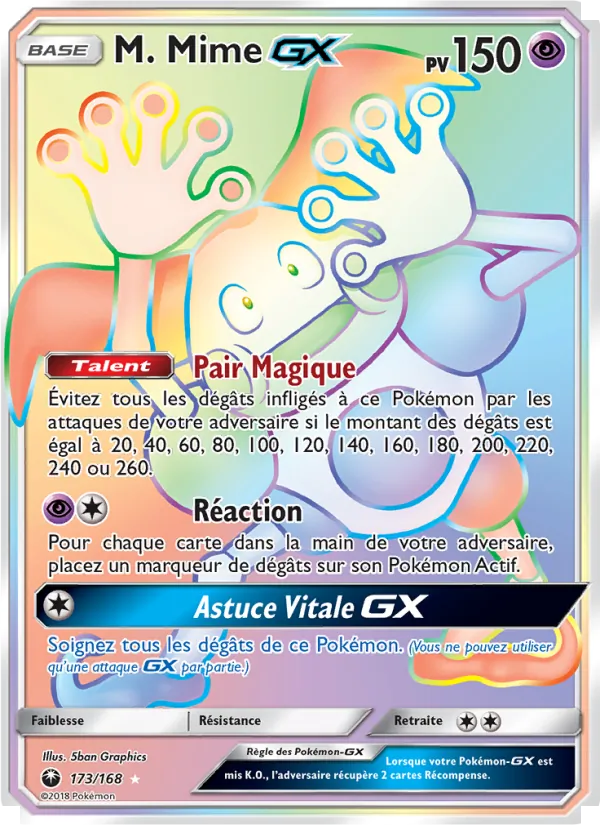 Carte Pokémon M. Mime GX 173/168 de l'extension Tempête Céleste