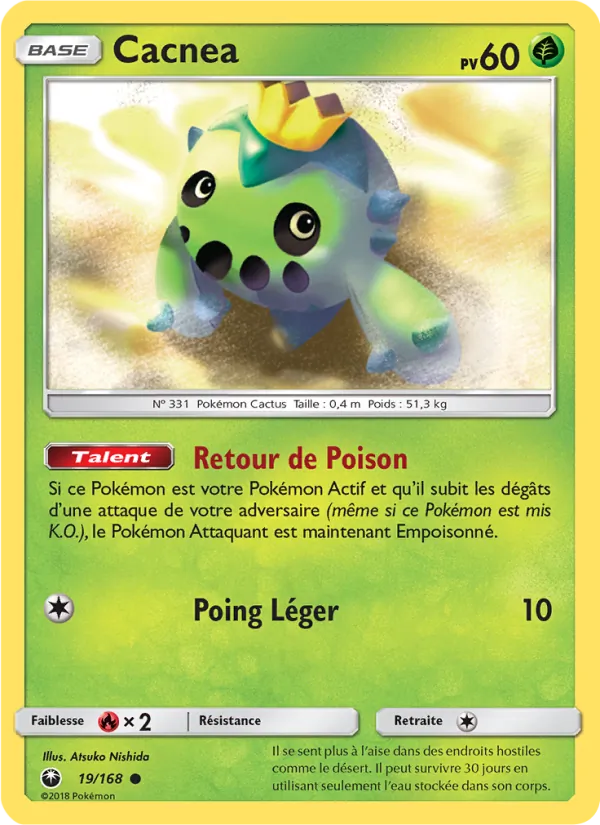 Carte Pokémon Cacnea 19/168 de l'extension Tempête Céleste