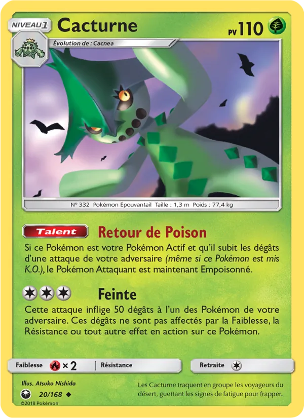 Carte Pokémon Cacturne 20/168 de l'extension Tempête Céleste