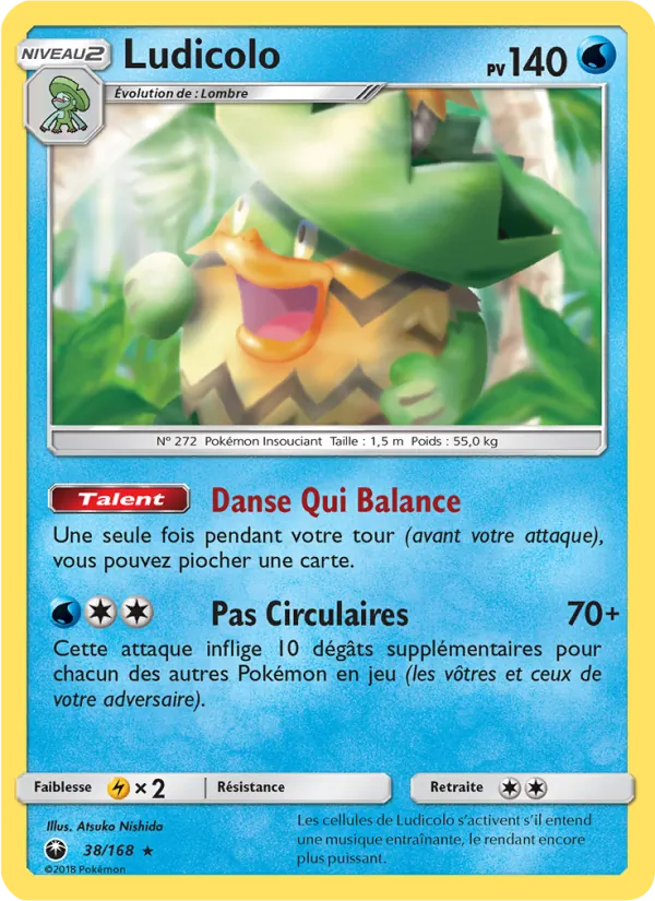 Carte Pokémon Ludicolo 38/168 de l'extension Tempête Céleste