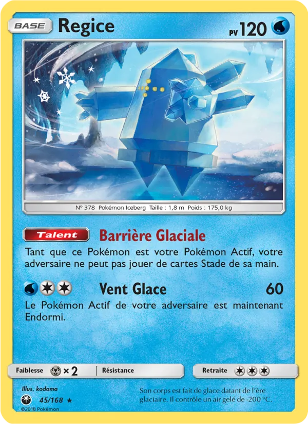 Carte Pokémon Regice 45/168 de l'extension Tempête Céleste
