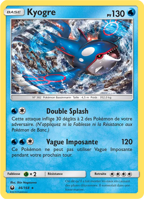 Carte Pokémon Kyogre 46/168 de l'extension Tempête Céleste
