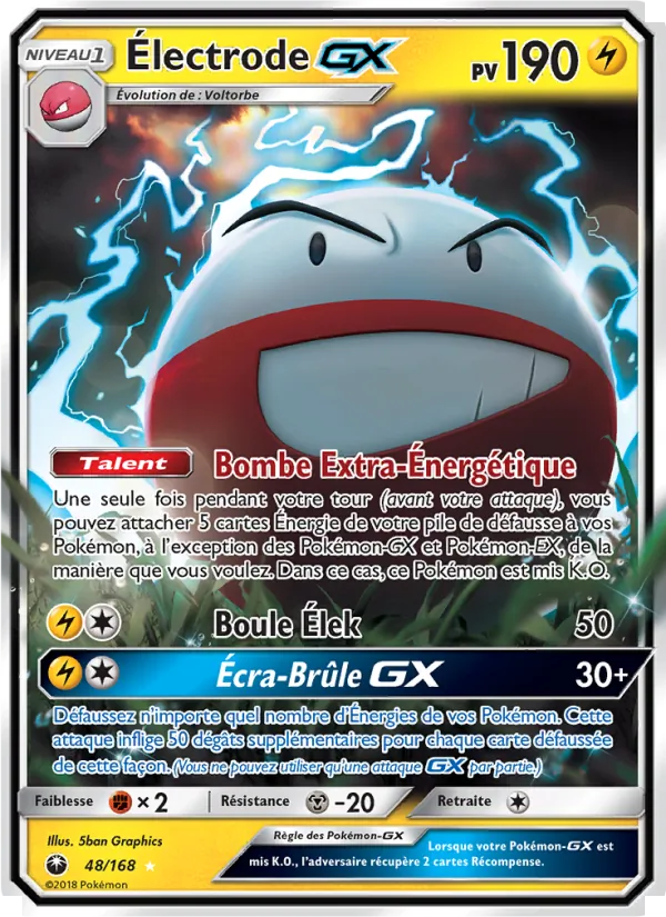 Carte Pokémon Électrode GX 48/168 de l'extension Tempête Céleste