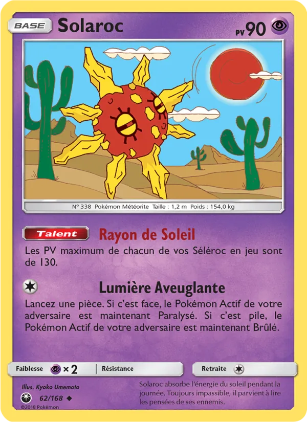 Carte Pokémon Solaroc 62/168 de l'extension Tempête Céleste