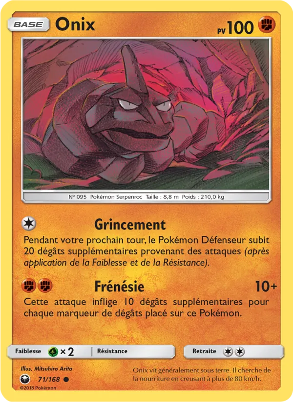 Carte Pokémon Onix 71/168 de l'extension Tempête Céleste