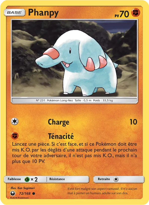 Carte Pokémon Phanpy 72/168 de l'extension Tempête Céleste