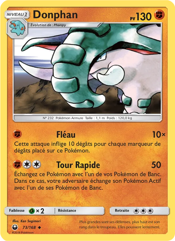Carte Pokémon Donphan 73/168 de l'extension Tempête Céleste
