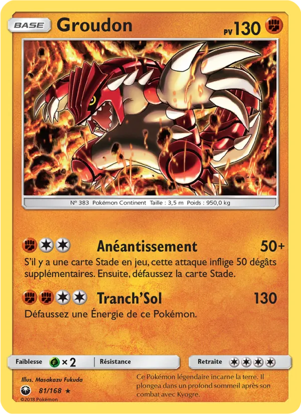 Carte Pokémon Groudon 81/168 de l'extension Tempête Céleste