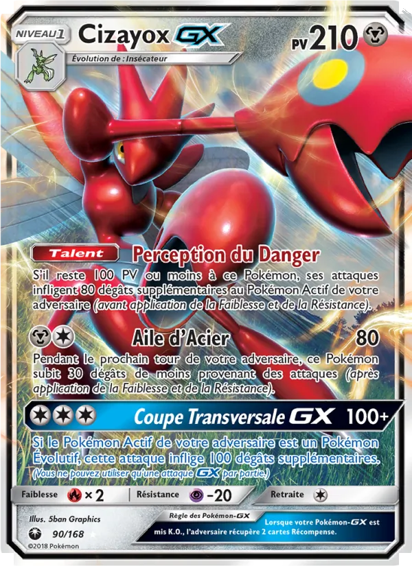 Carte Pokémon Cizayox GX 90/168 de l'extension Tempête Céleste