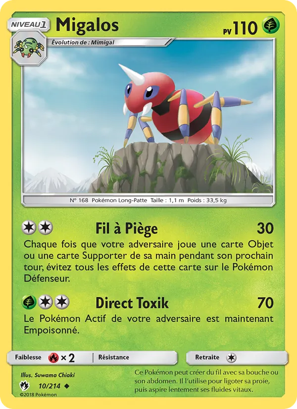 Carte Pokémon Migalos 10/214 de l'extension Tonnerre Perdu