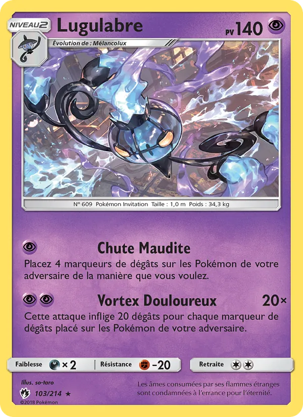 Carte Pokémon Lugulabre 103/214 de l'extension Tonnerre Perdu