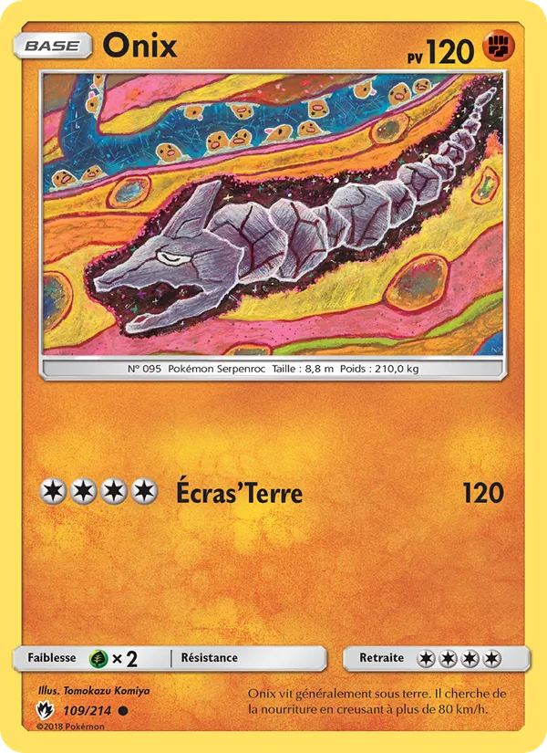 Carte Pokémon Onix 109/214 de l'extension Tonnerre Perdu