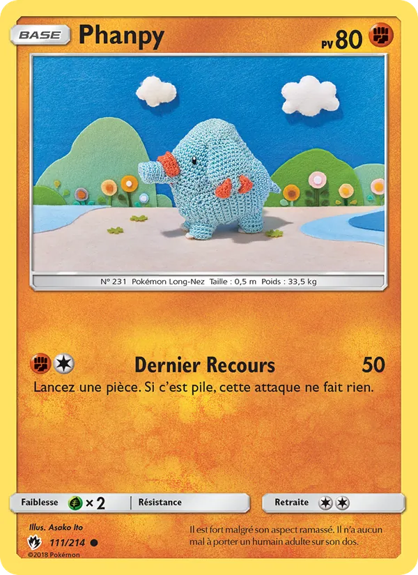 Carte Pokémon Phanpy 111/214 de l'extension Tonnerre Perdu
