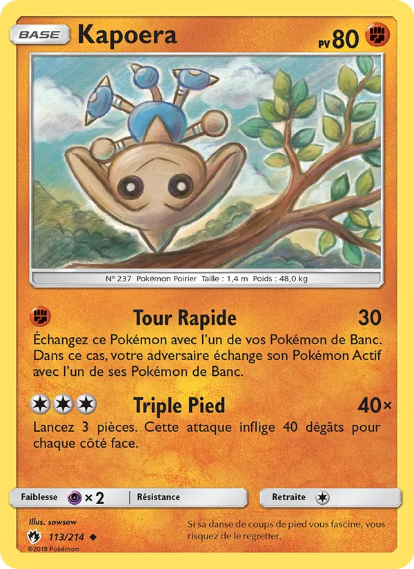 Carte Pokémon Kapoera 113/214 de l'extension Tonnerre Perdu