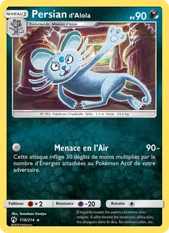 Carte Pokémon Persian d’Alola 119 — Tonnerre Perdu