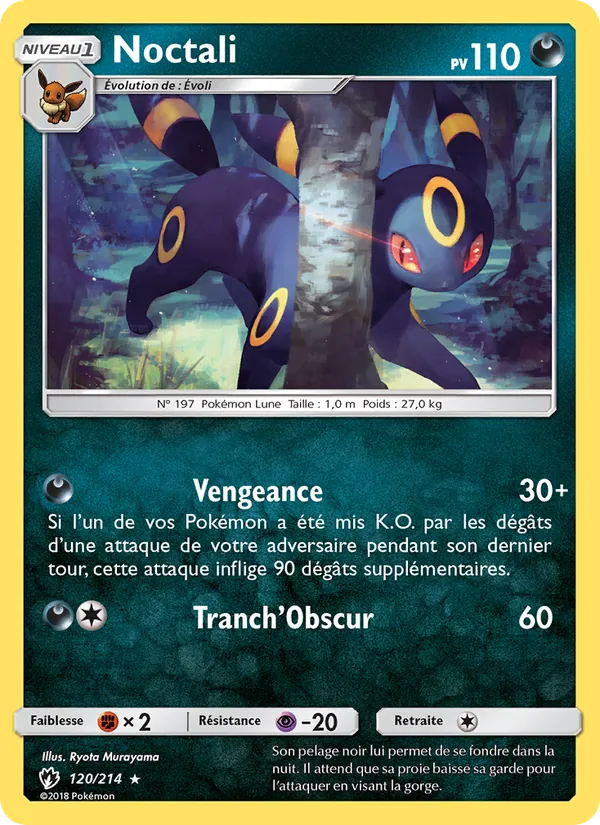 Carte Pokémon Noctali 120/214 de l'extension Tonnerre Perdu