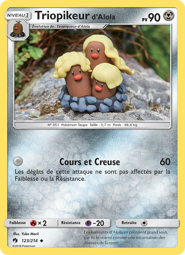 Carte Pokémon Triopikeur d’Alola 123/214 de l'extension Tonnerre Perdu