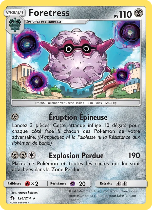 Carte Pokémon Foretress 124/214 de l'extension Tonnerre Perdu
