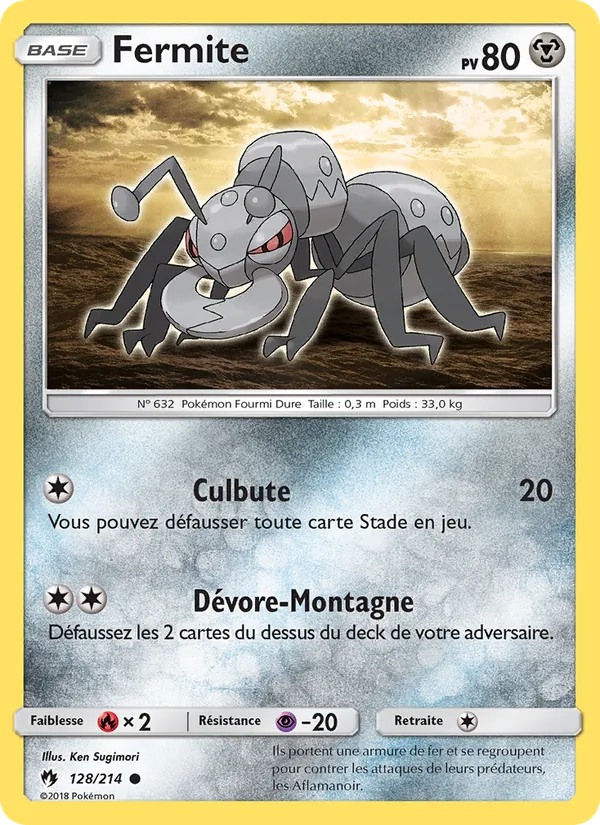 Carte Pokémon Fermite 128/214 de l'extension Tonnerre Perdu