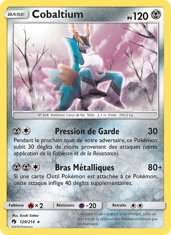 Carte Pokémon Cobaltium 129/214 de l'extension Tonnerre Perdu