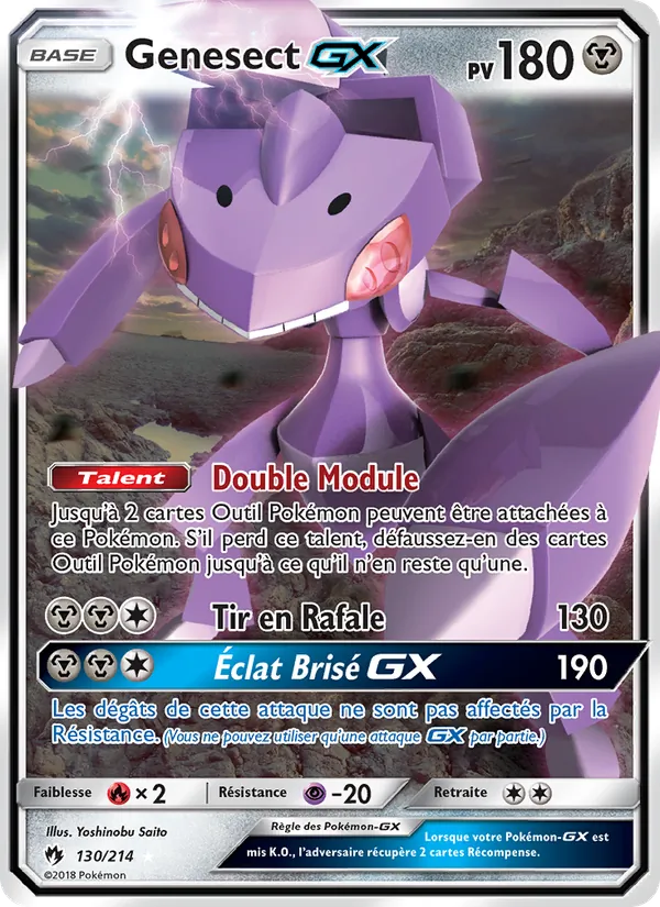 Carte Pokémon Genesect GX 130/214 de l'extension Tonnerre Perdu