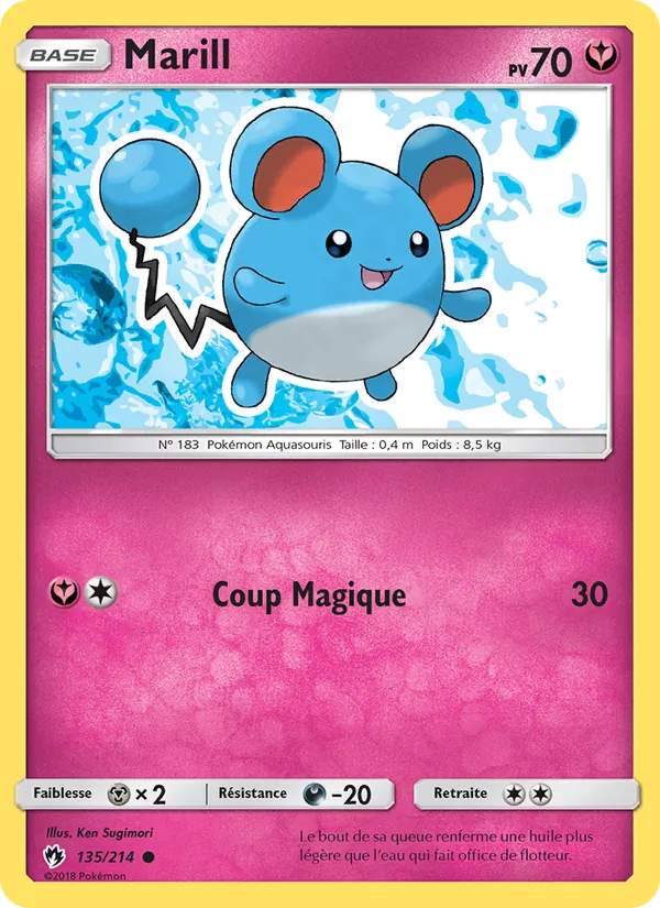 Carte Pokémon Marill 135/214 de l'extension Tonnerre Perdu
