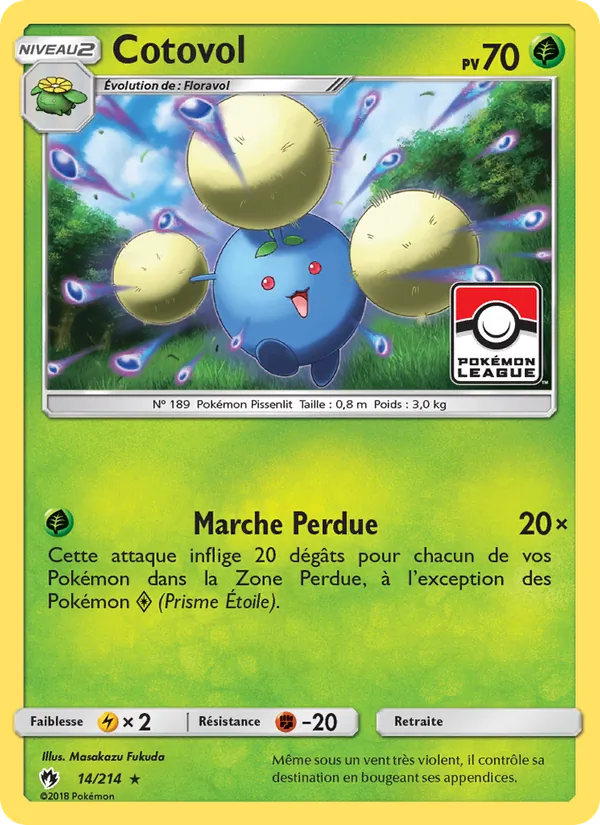 Carte Pokémon Cotovol 14/214 de l'extension Tonnerre Perdu