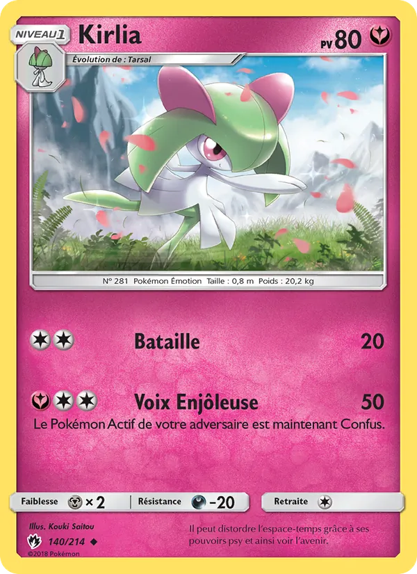 Carte Pokémon Kirlia 140/214 de l'extension Tonnerre Perdu