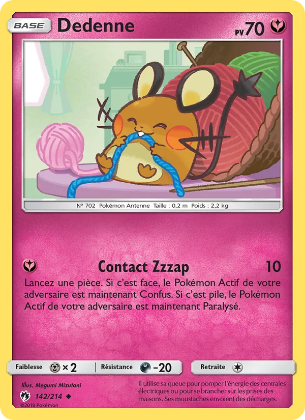Carte Pokémon Dedenne 142/214 de l'extension Tonnerre Perdu
