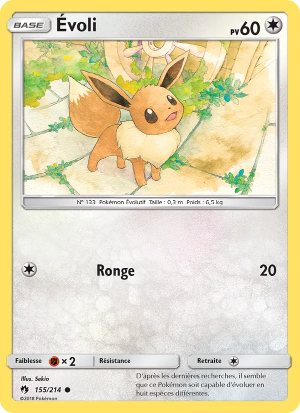 Carte Pokémon Évoli 155/214 de l'extension Tonnerre Perdu