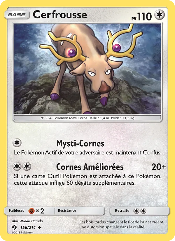Carte Pokémon Cerfrousse 156/214 de l'extension Tonnerre Perdu