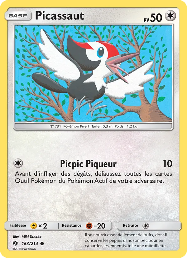 Carte Pokémon Picassaut 163/214 de l'extension Tonnerre Perdu