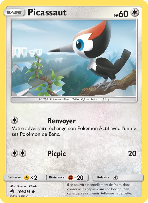 Carte Pokémon Picassaut 164/214 de l'extension Tonnerre Perdu