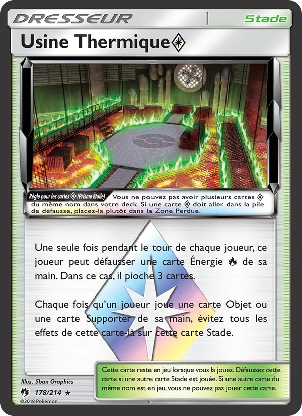 Carte Pokémon Usine Thermique ◇ 178/214 de l'extension Tonnerre Perdu