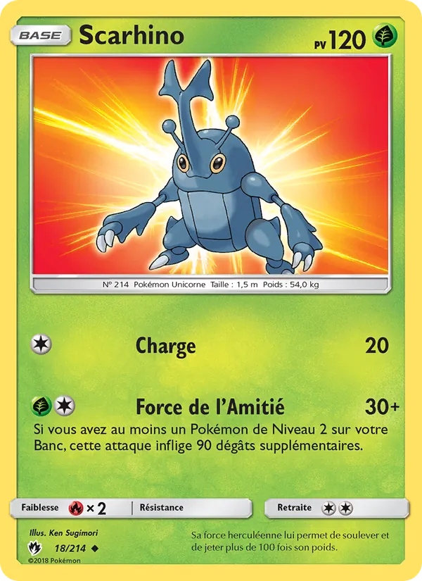 Carte Pokémon Scarhino 18/214 de l'extension Tonnerre Perdu