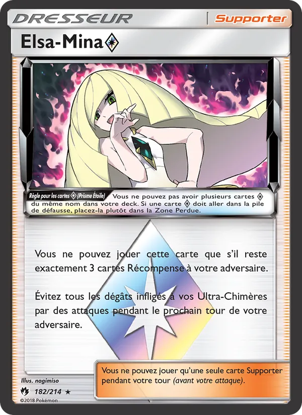 Carte Pokémon Elsa-Mina ◇ 182/214 de l'extension Tonnerre Perdu