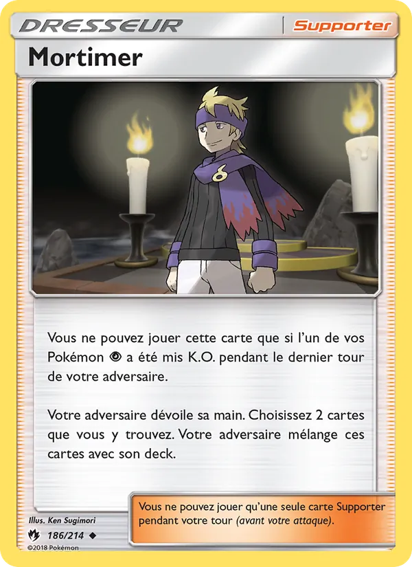 Carte Pokémon Mortimer 186/214 de l'extension Tonnerre Perdu