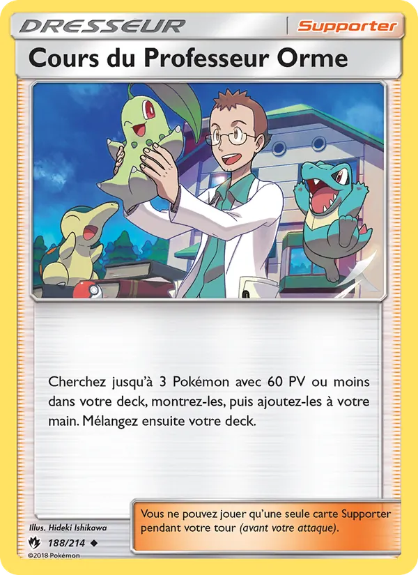 Carte Pokémon Cours du Professeur Orme 188/214 de l'extension Tonnerre Perdu