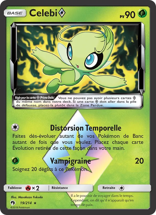 Carte Pokémon Celebi ◇ 19/214 de l'extension Tonnerre Perdu