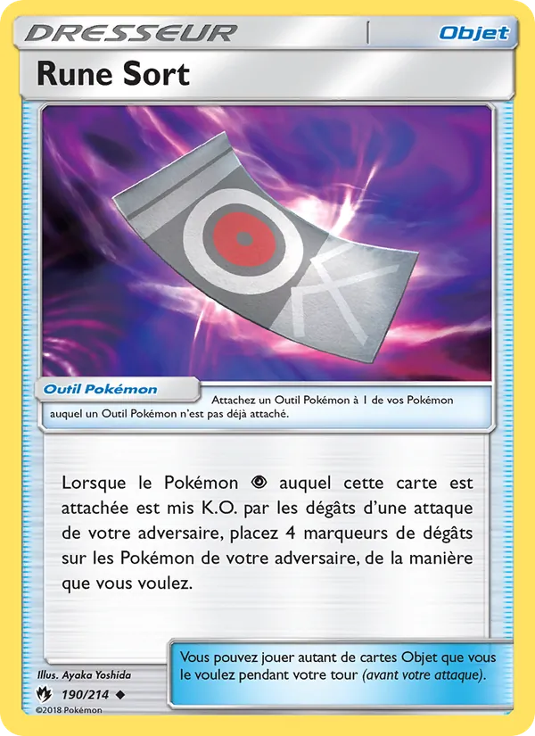Carte Pokémon Rune Sort 190/214 de l'extension Tonnerre Perdu