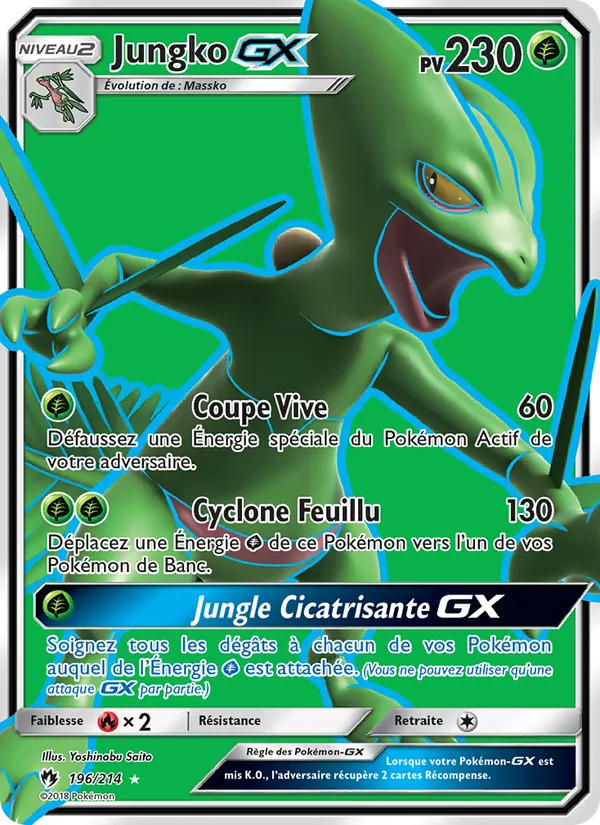 Carte Pokémon Jungko GX 196/214 de l'extension Tonnerre Perdu