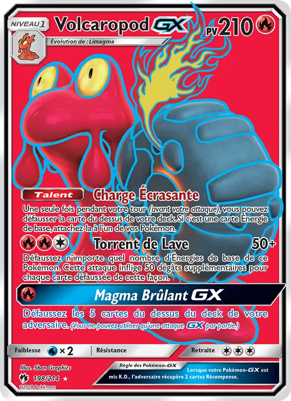 Carte Pokémon Volcaropod GX 198/214 de l'extension Tonnerre Perdu