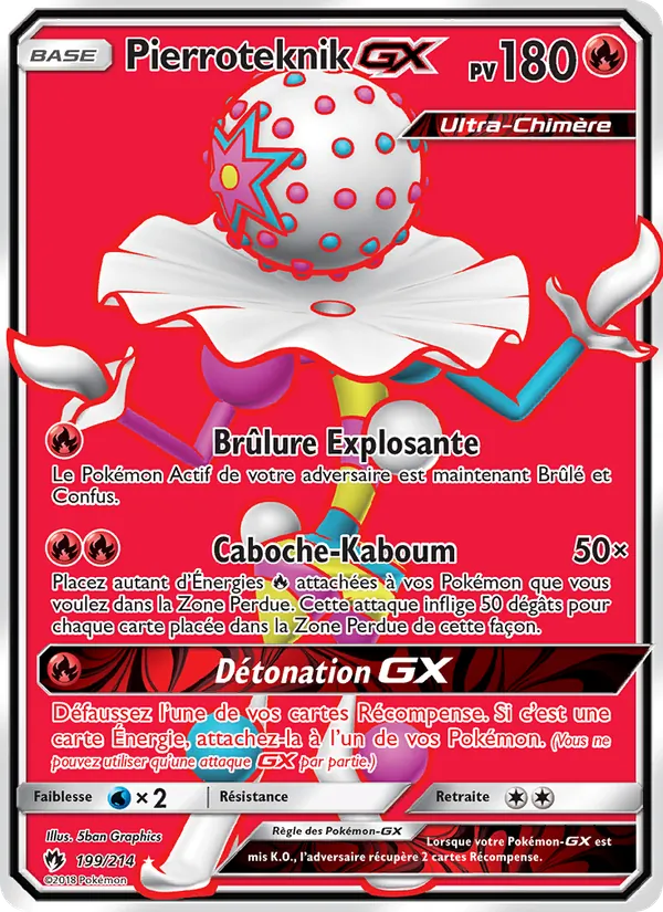 Carte Pokémon Pierroteknik GX 199/214 de l'extension Tonnerre Perdu