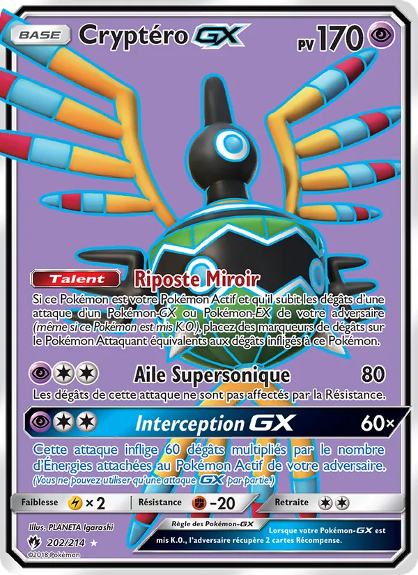Carte Pokémon Cryptéro GX 202/214 de l'extension Tonnerre Perdu