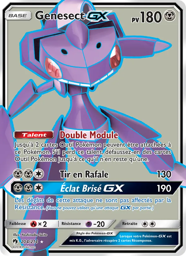 Carte Pokémon Genesect GX 204/214 de l'extension Tonnerre Perdu