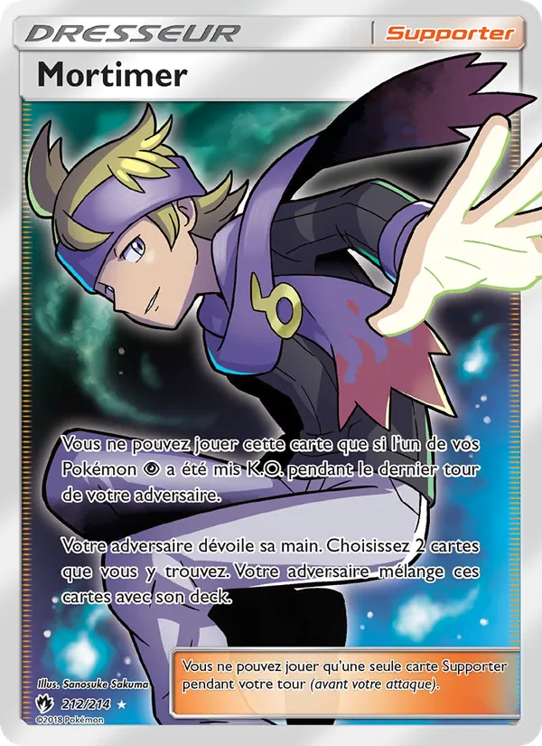 Carte Pokémon Mortimer 212/214 de l'extension Tonnerre Perdu