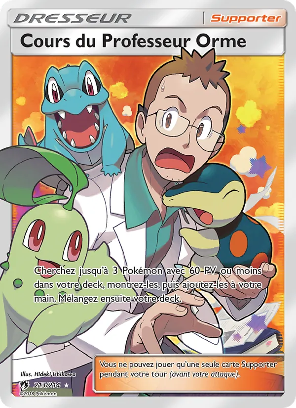 Carte Pokémon Cours du Professeur Orme 213/214 de l'extension Tonnerre Perdu
