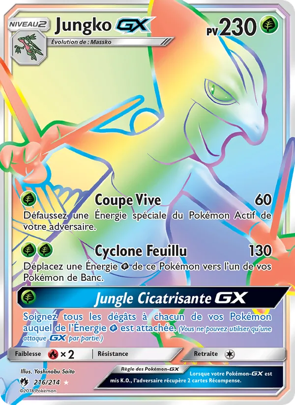 Carte Pokémon Jungko GX 216/214 de l'extension Tonnerre Perdu