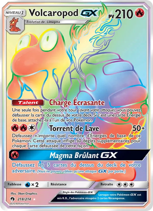 Carte Pokémon Volcaropod GX 218/214 de l'extension Tonnerre Perdu