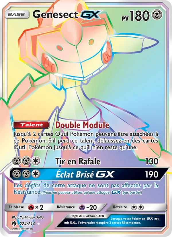 Carte Pokémon Genesect GX 224/214 de l'extension Tonnerre Perdu